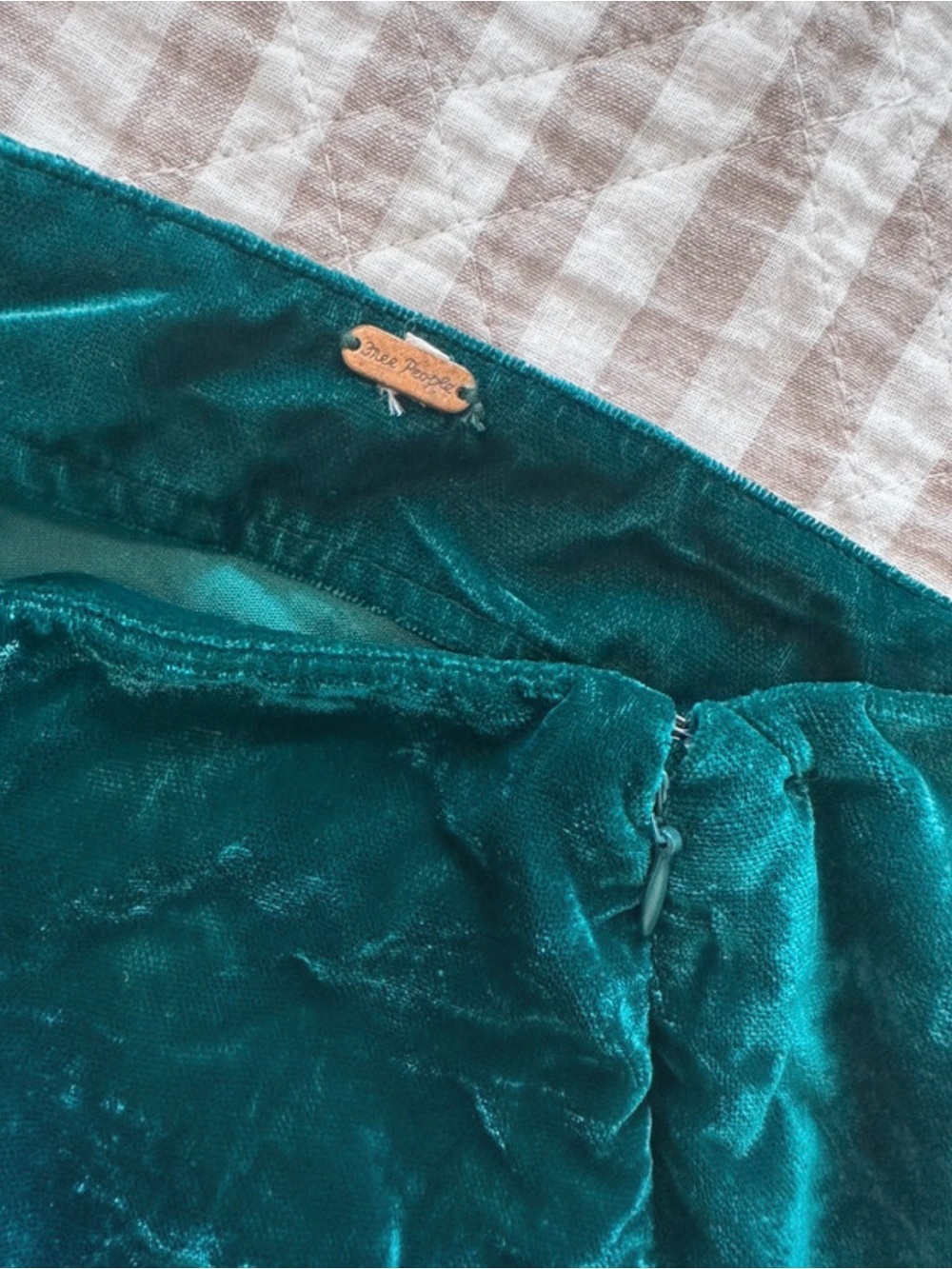 Free People Teal Velvet Mini Skirt - Picture 5 of 5